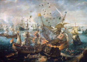 Wieringen van Cornelis Bataille de la mer à Gibraltar Sun Peinture à l'huile